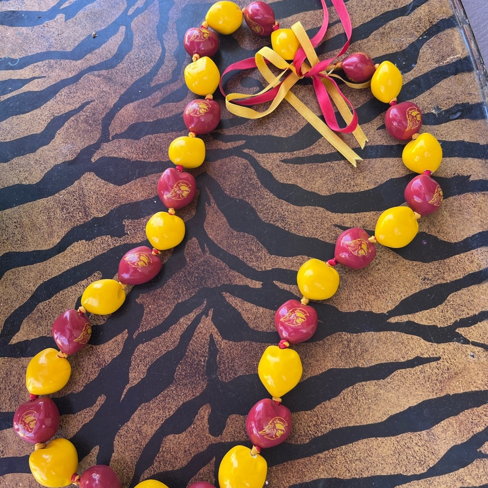 Yellow and Red Beaded Necklace